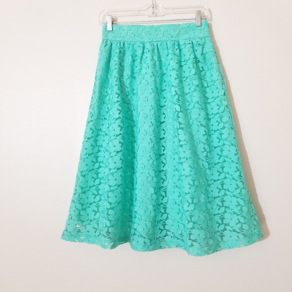 Champagne & Strawberry fitted skirt tiffany blue